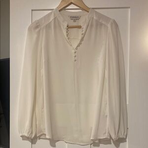 Nanette Lepore mandarin collar Cream Buttoned Blouse